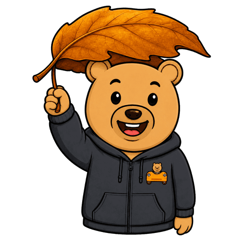 Carpy holding a leaf umbrella